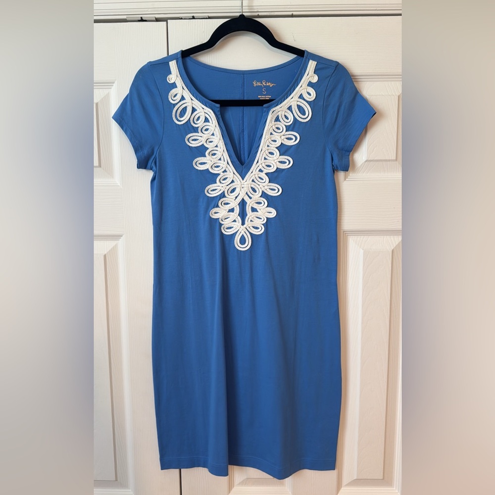 Lilly Pulitzer Blue Dress with White Embroidery Size Small NWOT